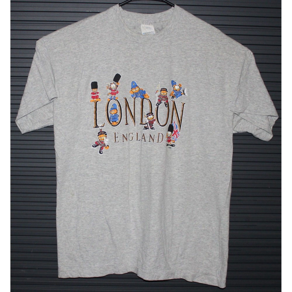 Screen Stars Garfield‎ T-Shirt Mens XL Gray London England Vintage 90s Graphic
